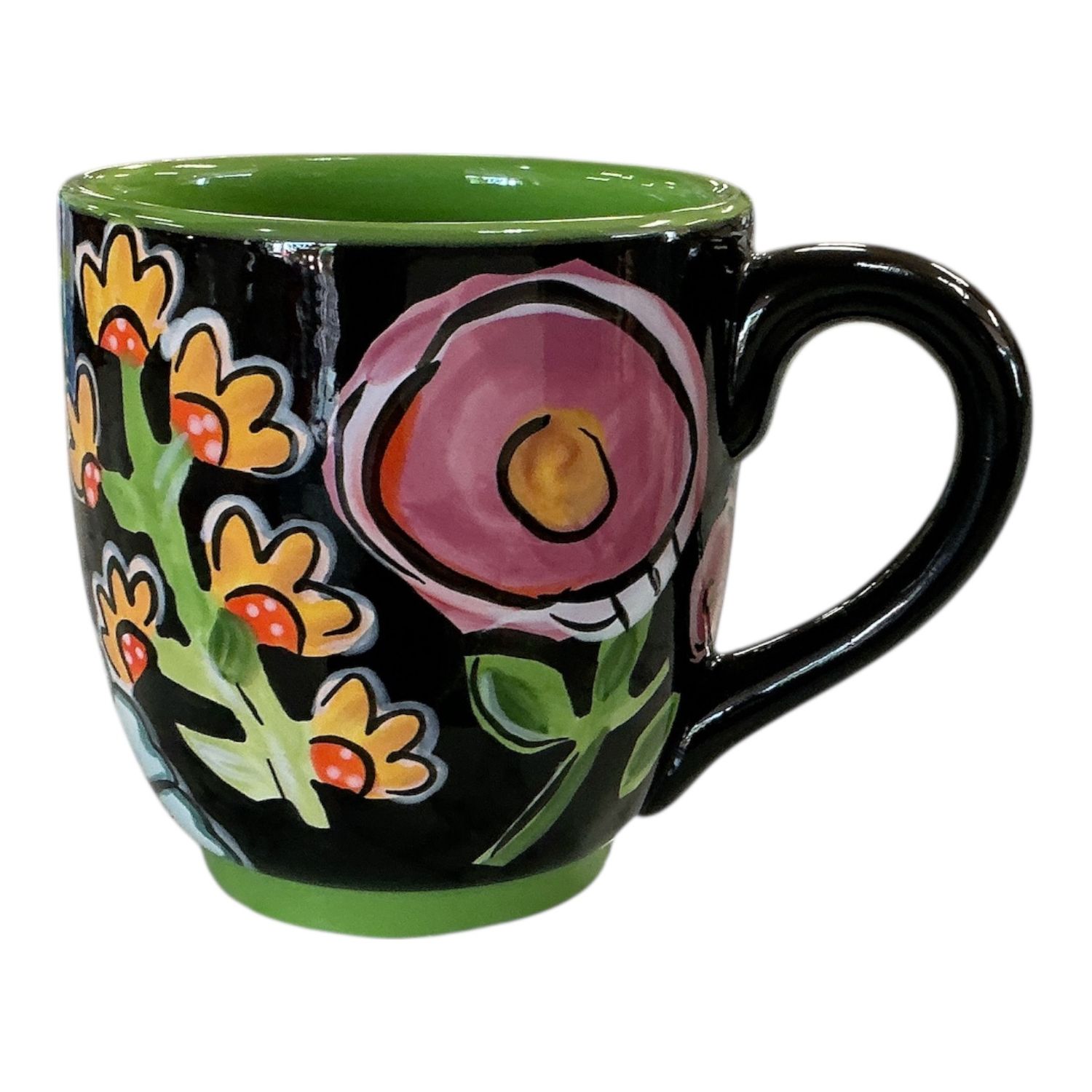 Black Floral Mug