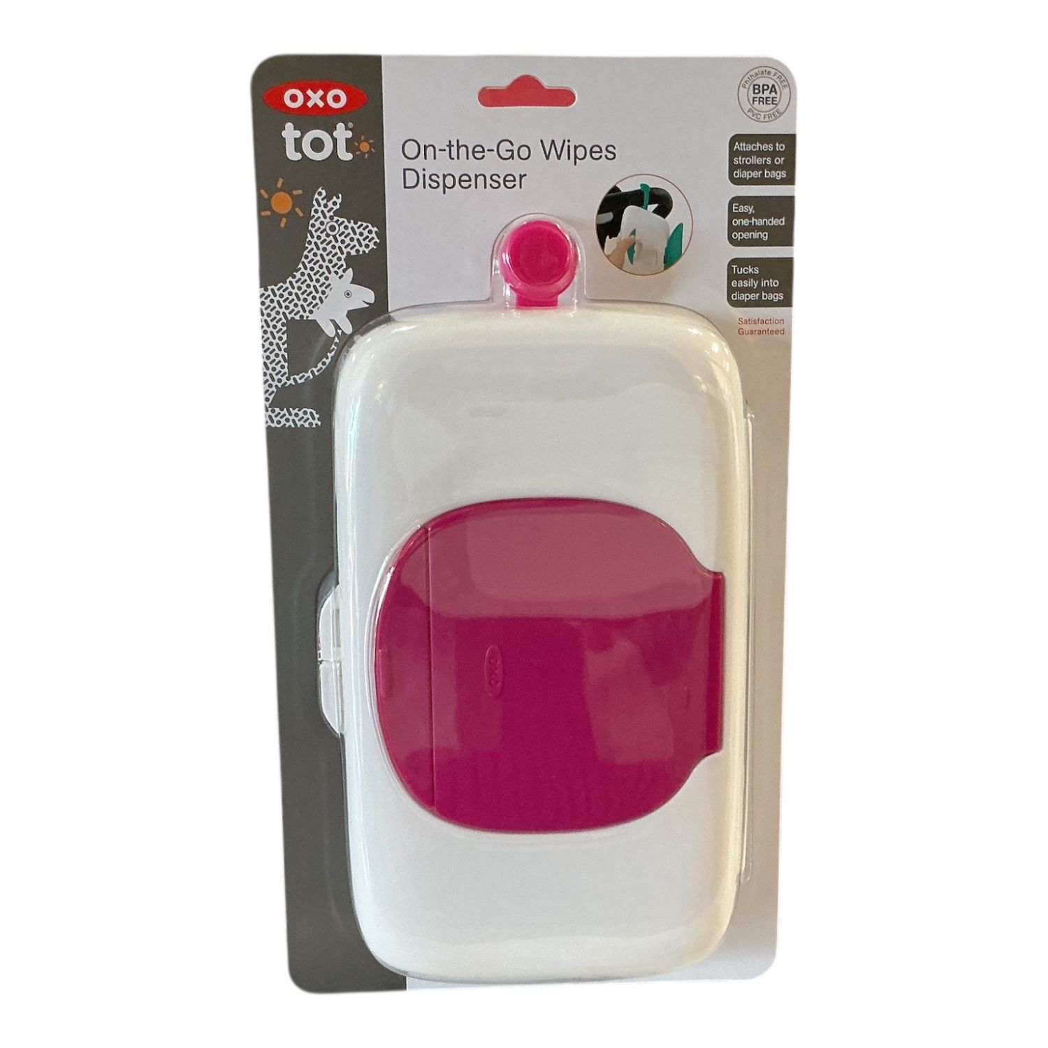 tot on-the-go wipe pink