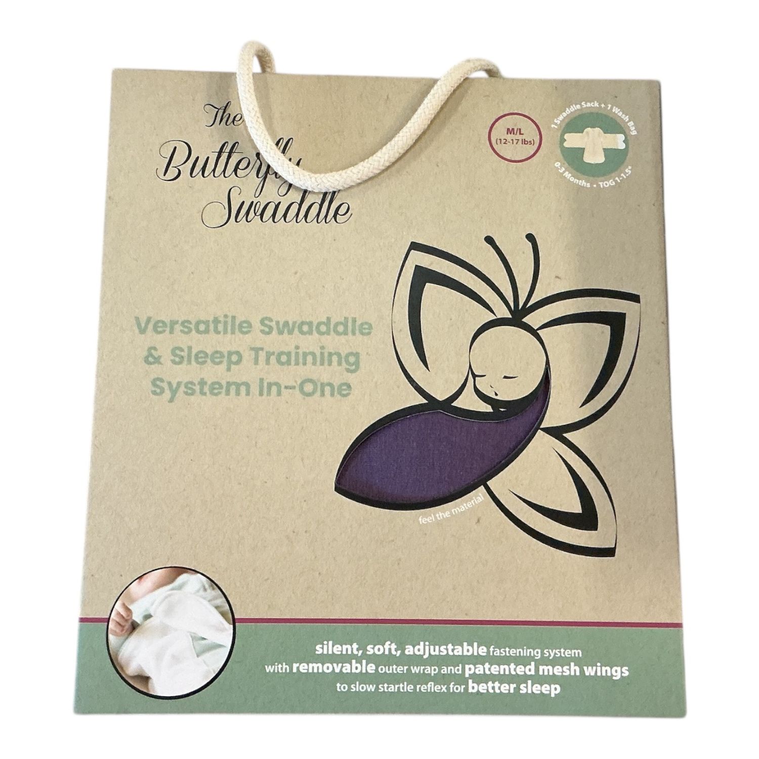 Butterfly swaddle purple medium/large