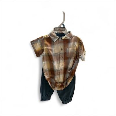 Plaid shirt/pant set 6/9M
