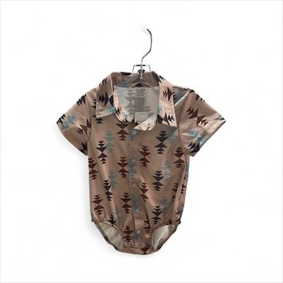 Tan Aztec onesie 12-18M