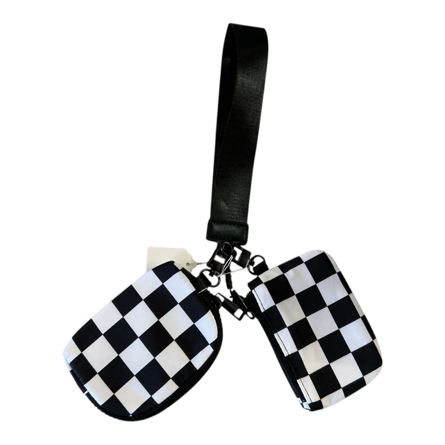 Double Pouch Bk/Wh Checkered