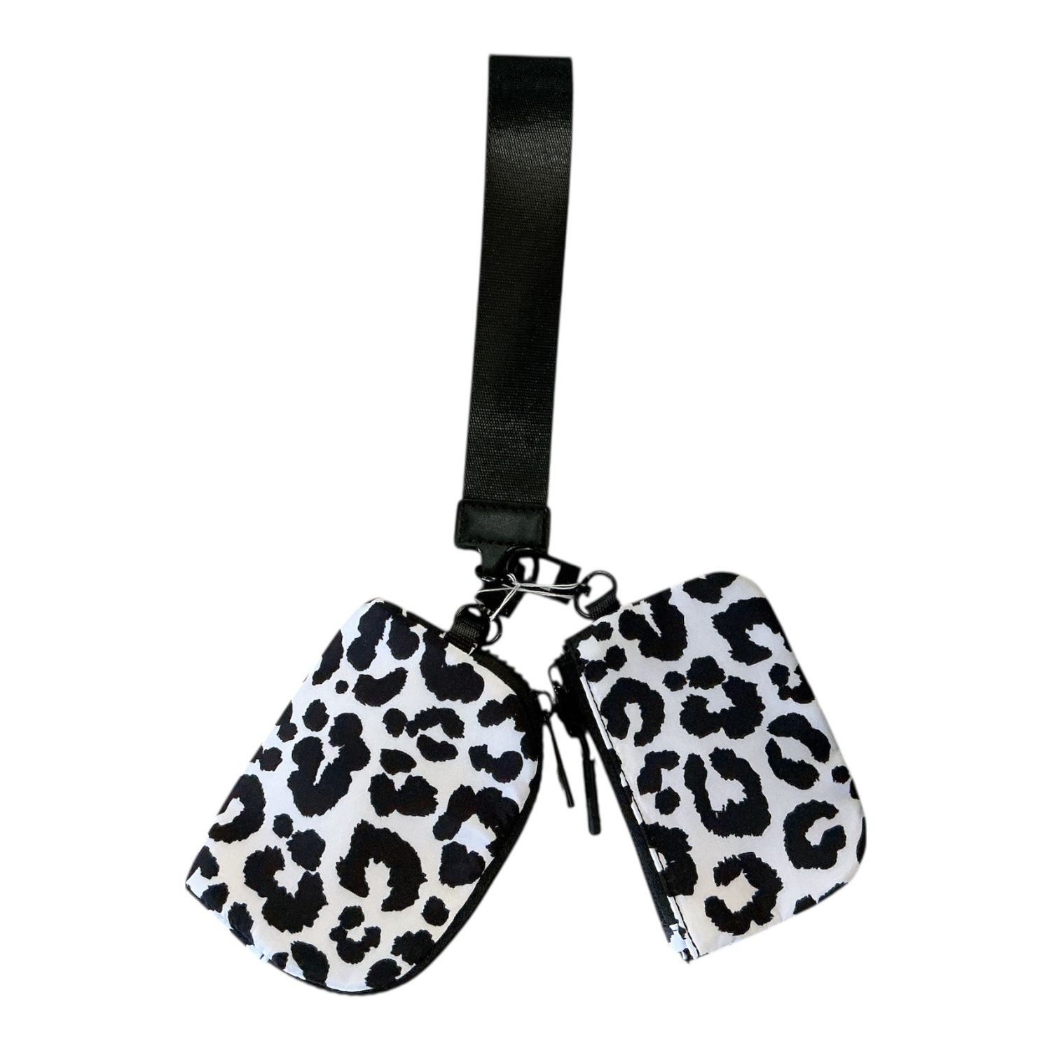 Double Pouch Bk/Wh Leopard