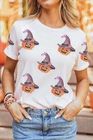 Sequin Pumpkin tee, Size: S