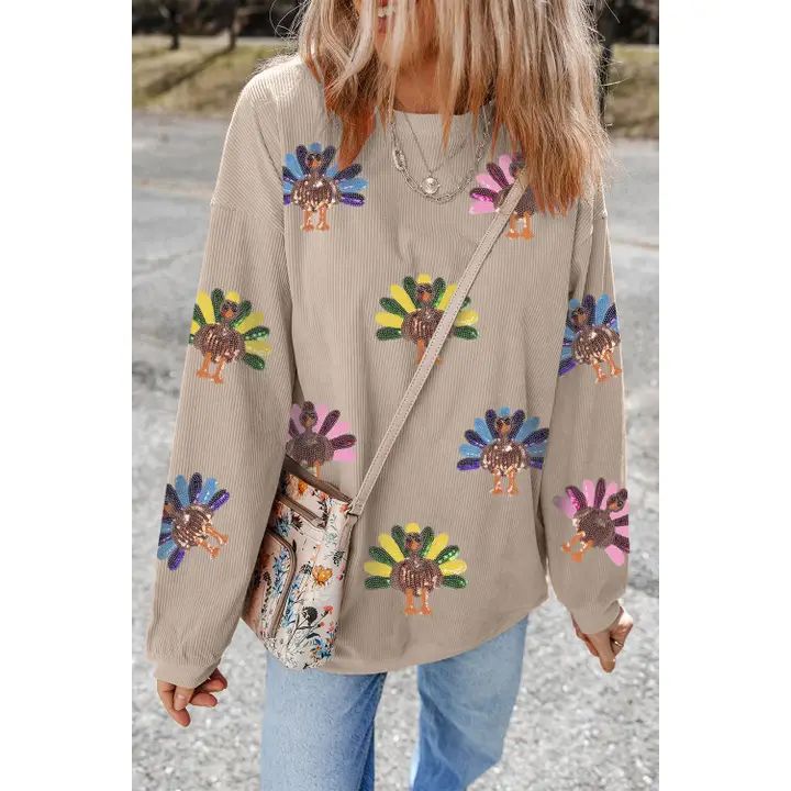 Sequin Turkey Sweater, Size: S