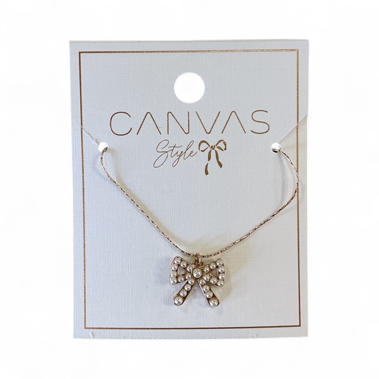 Pearl stud Bow necklace
