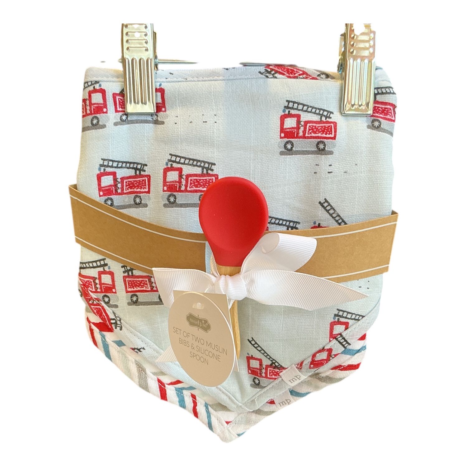 Fire truck bib &amp; spoon
