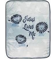 Jesus Loves Me blanket blue