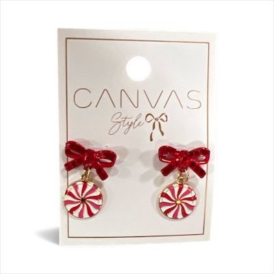 Peppermint bow earrings