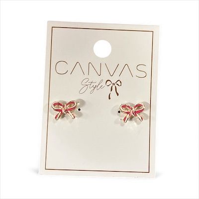 Candy Cane bow stud earrings