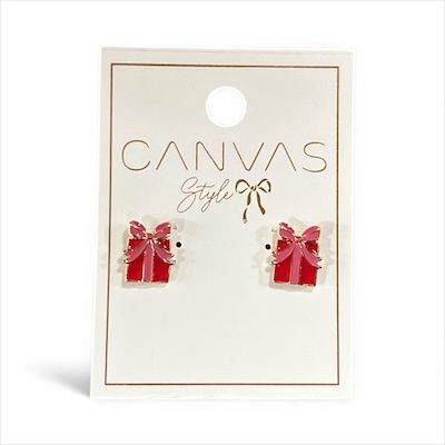Gift Wrapped Earrings red/pink