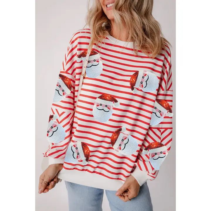 Sequin Santa Sweatshirt, Size: S