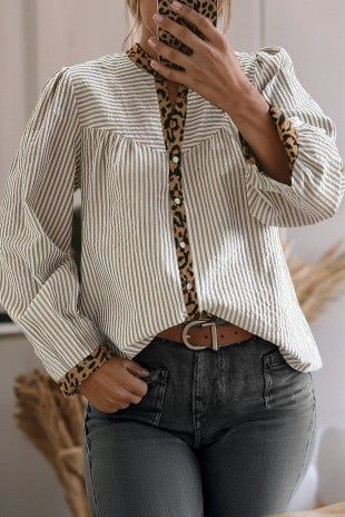 Striped Leopard Top, Size: S