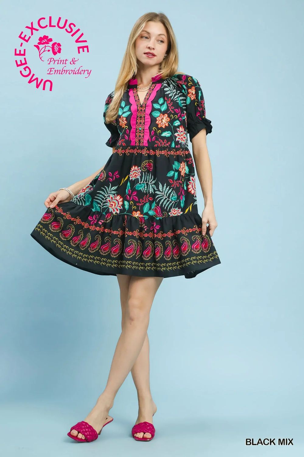 Black Floral Dress, Size: S