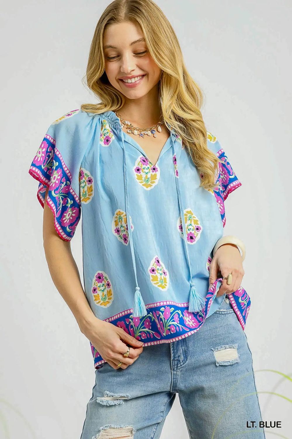 Blue Boho Top, Size: S