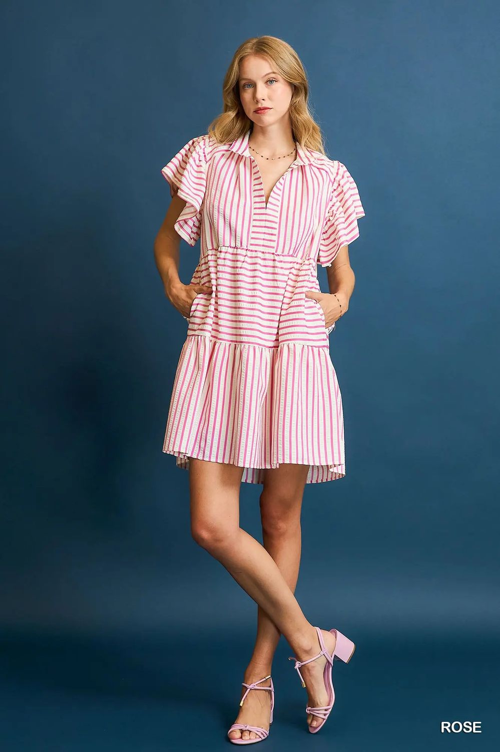Pink Stripe Dress, Size: S