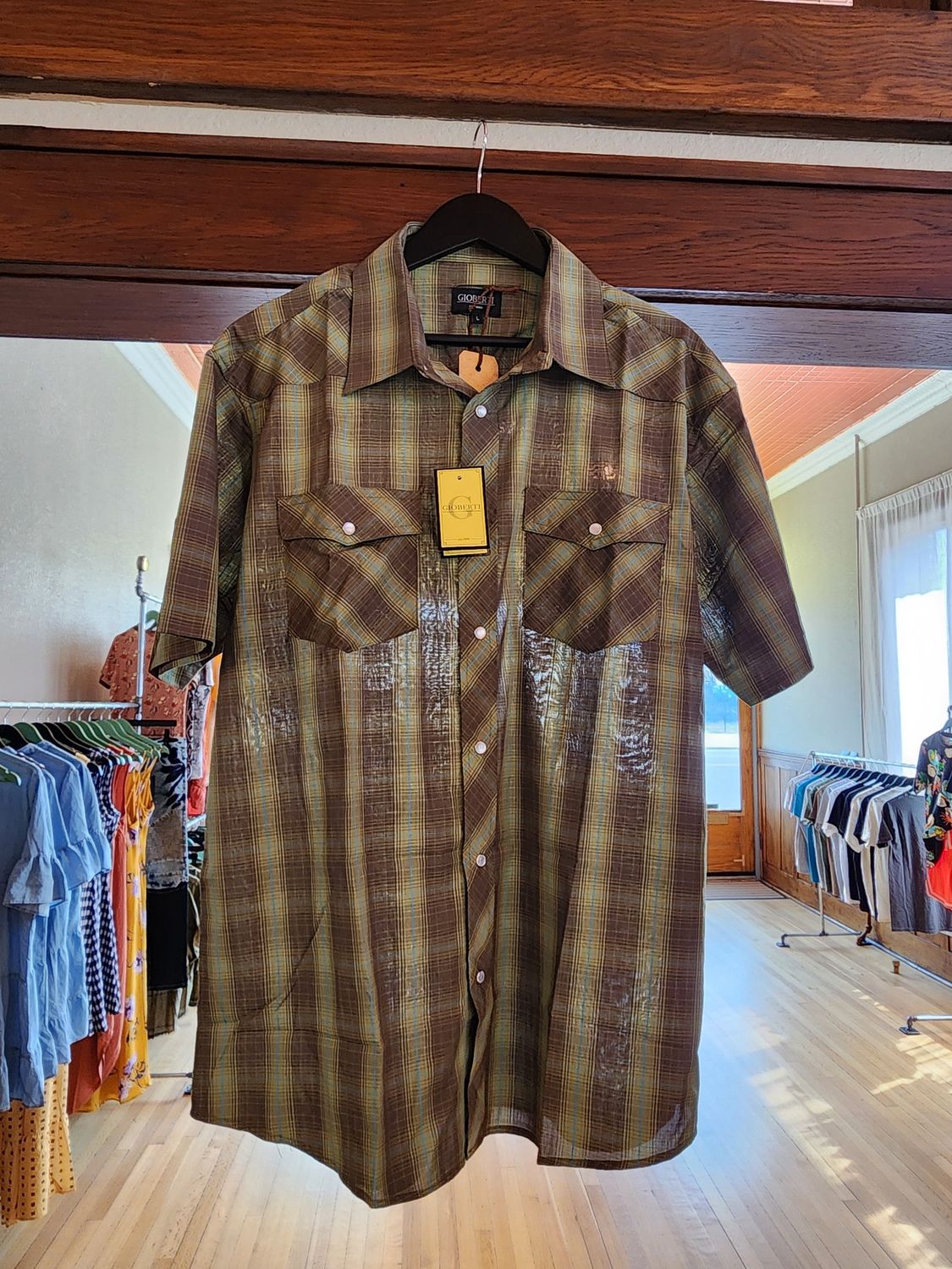 Men&#39;s casual western, Colour: Olive green, Size: Medium