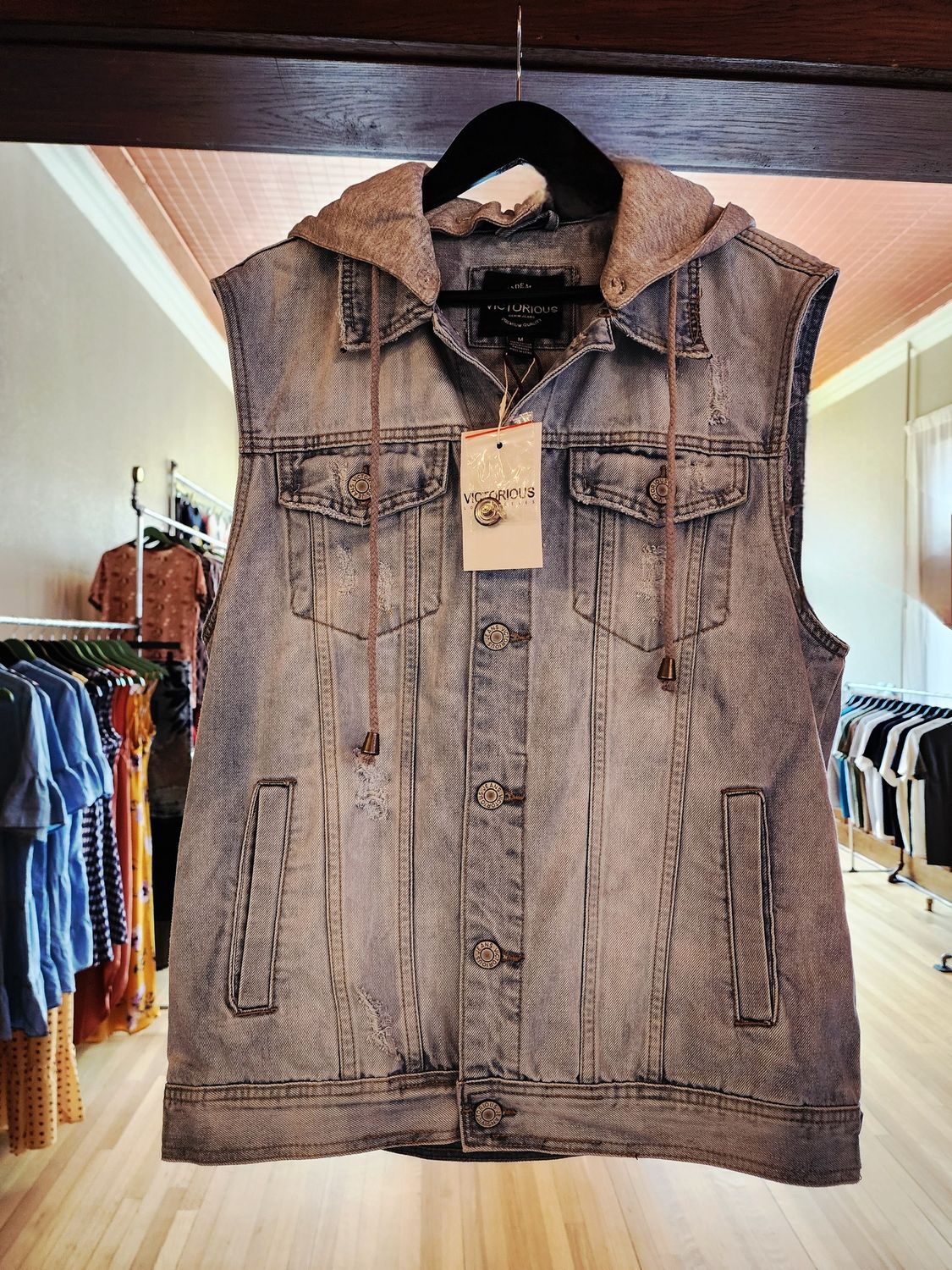Hooded Denim Vest