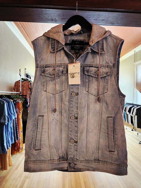 Hooded Denim Vest