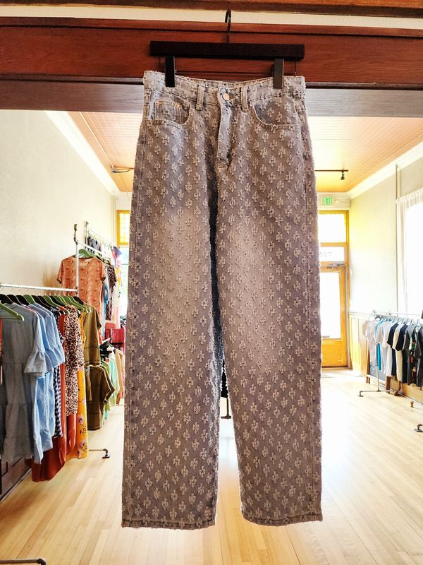 Flower denim pants