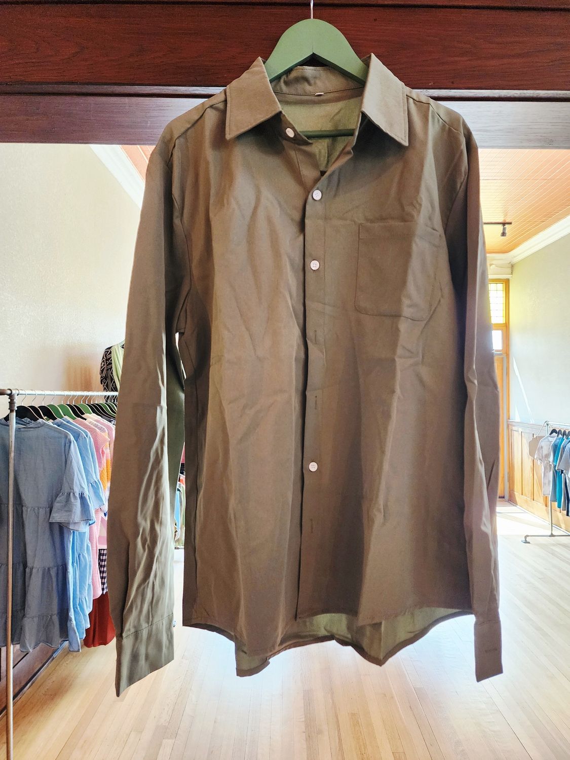 Olive green button-up