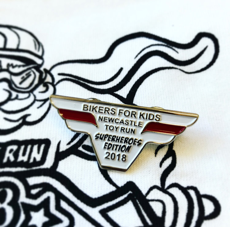 2018 Toy Run Superheroes edition badge limited quantity  back orders available