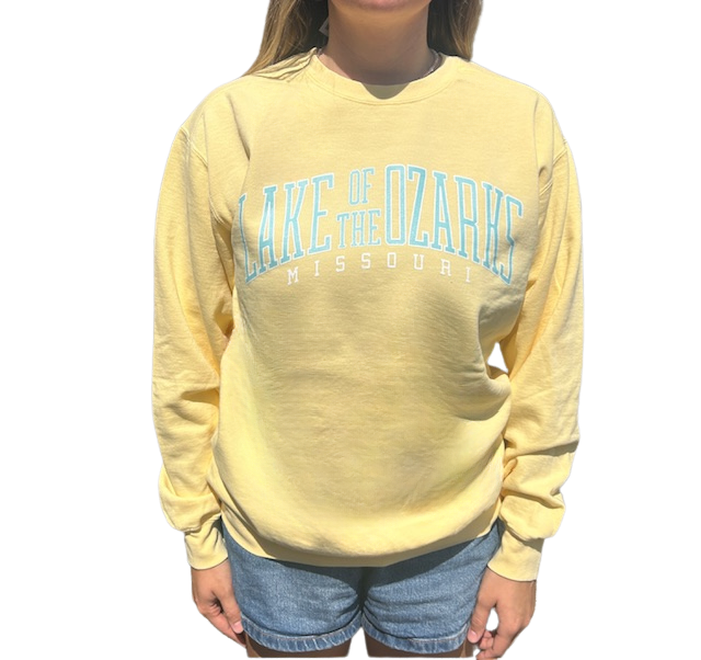 Lake of the Ozarks Crewneck Sweatshirt, Color: Butter, Size: S