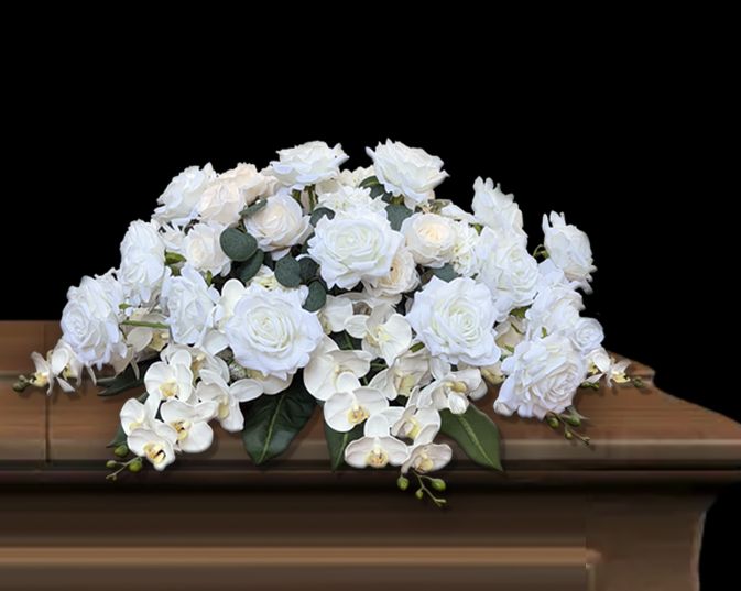 White Half Casket Spray White Half Casket Spray