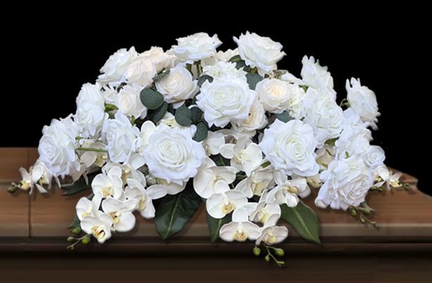 White Rose Half Casket Spray