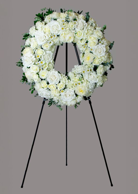 White Rose Funeral Wreath