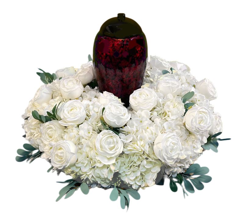 White Cremation Urn Wreath