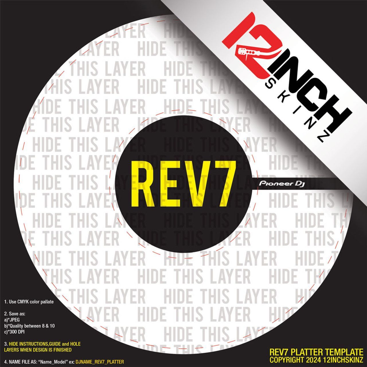 Pioneer REV7 GLOSS Platter Skinz ADHESIVE (PAIR) - Custom