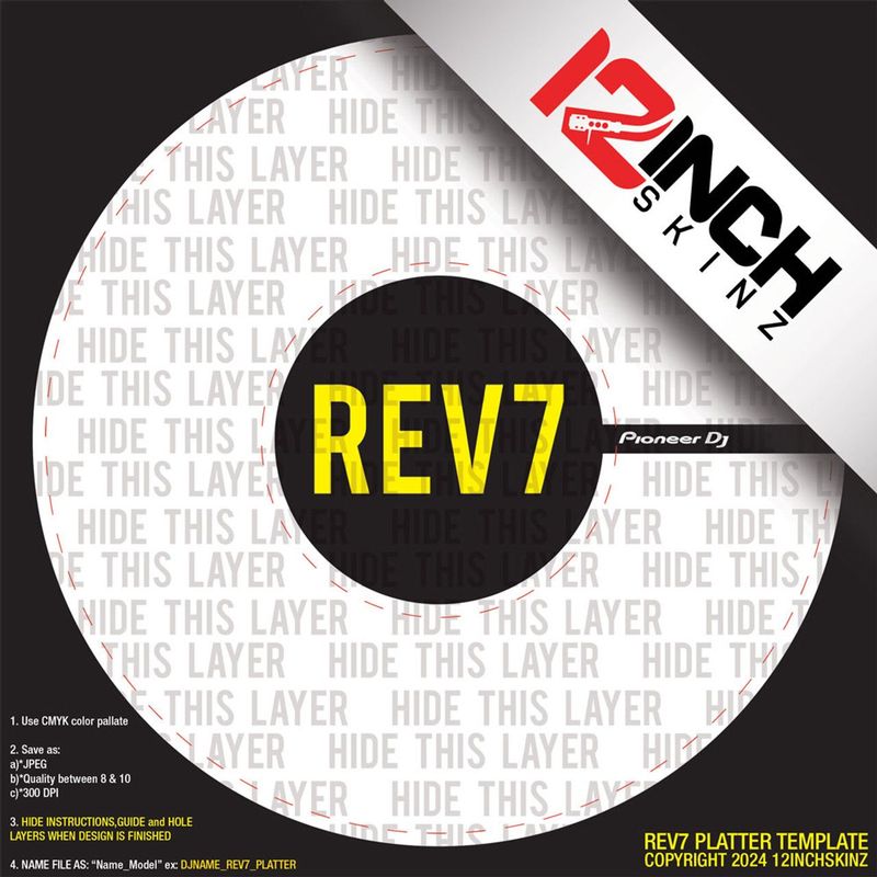 Pioneer REV7 GLOSS Platter Skinz ADHESIVE (PAIR) - Custom