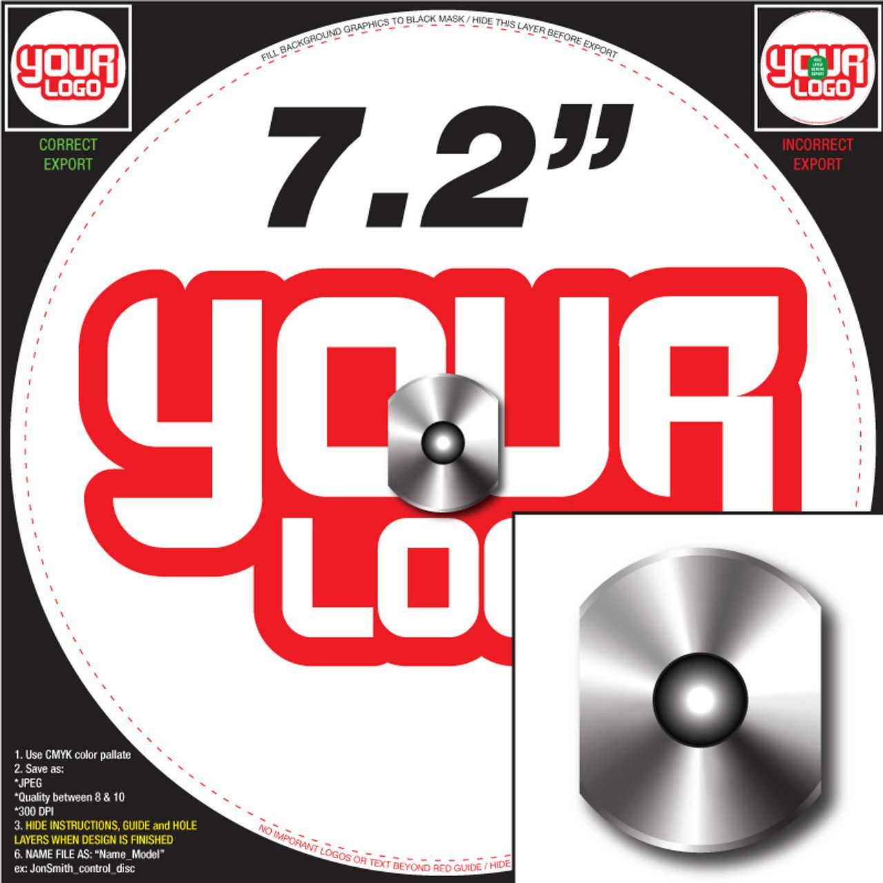 Control Disc System (SINGLE) for Numark V7 / NS7 - CUSTOM 7.2"