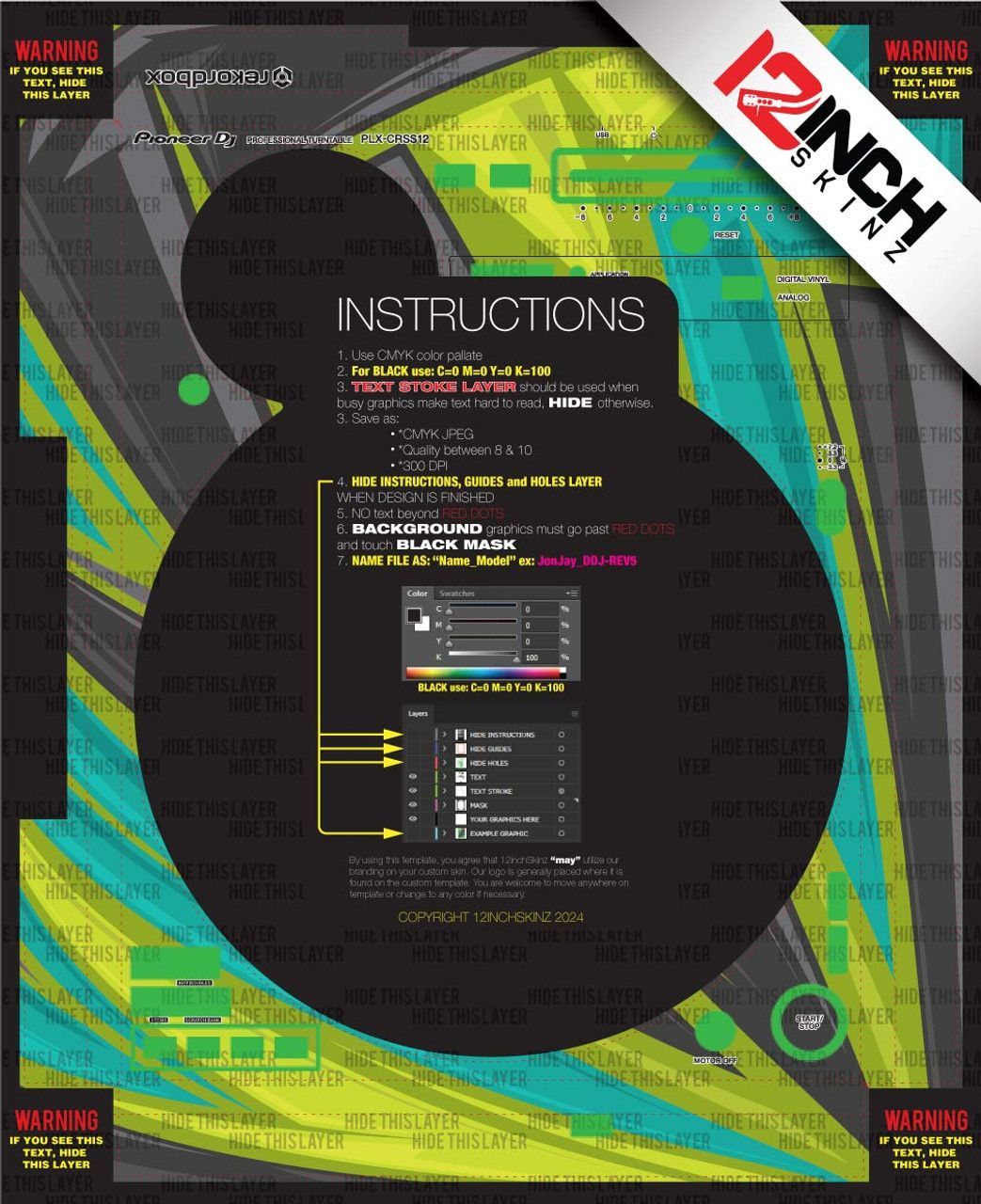 Pioneer PLX-CRSS12 Adhesive Skinz (SINGLE) - Custom
