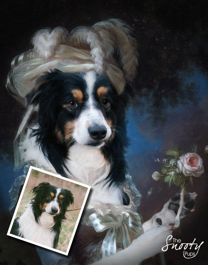 Custom Dog Portrait - Marie Antoinette - Pet portraits in costume