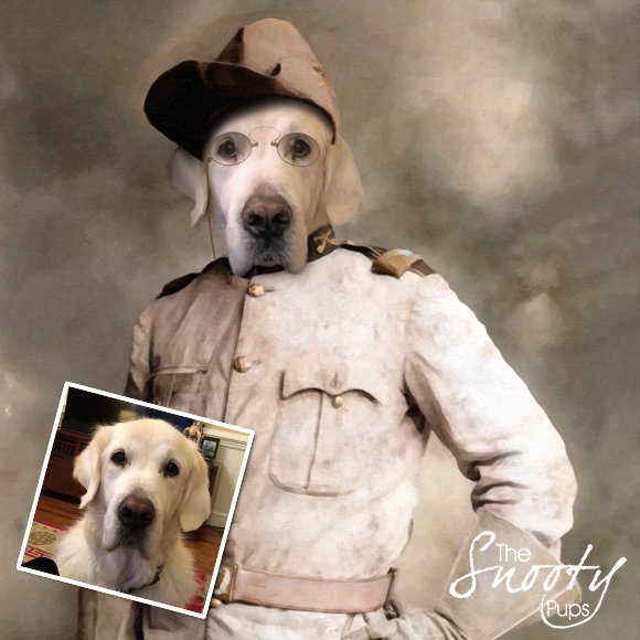 Custom dog Portrait - Theodore Roosevelt - pet portraits in uniform