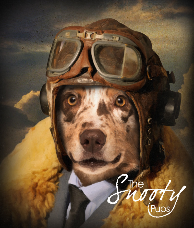 Pilot Dog Portrait - Vintage Pilot