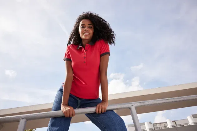 Daiber Poloshirt  | kontrastfarbiger Kragen &amp; Armbündchen | Damen