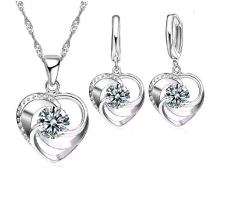 Srebrny komplet biżuterii  &quot;love Crystal&quot;