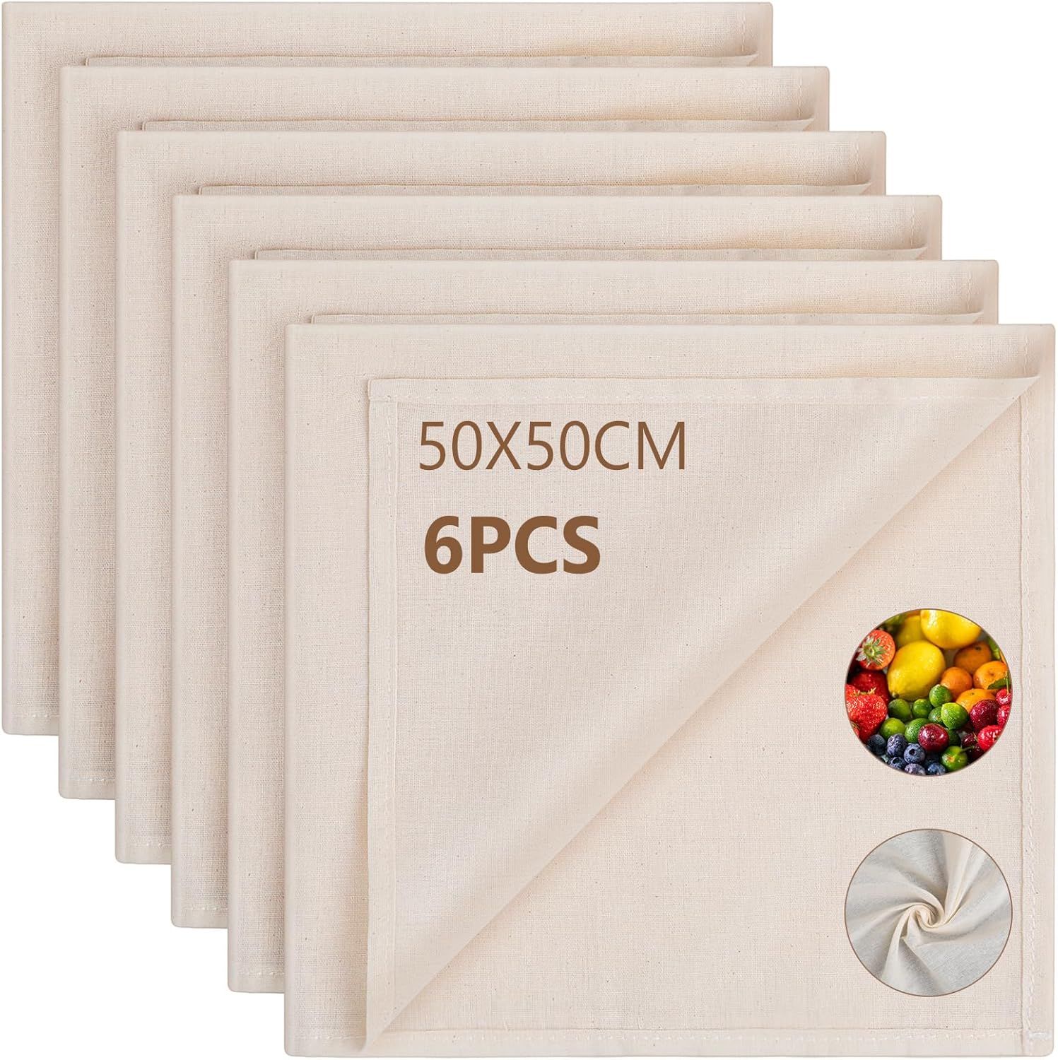 AiQInu Gaza spożywcza, 6 sztuk, filtr do żywności 50 x 50 cm AiQInu Gaza spożywcza, 6 sztuk, filtr do żywności 50 x 50 cm