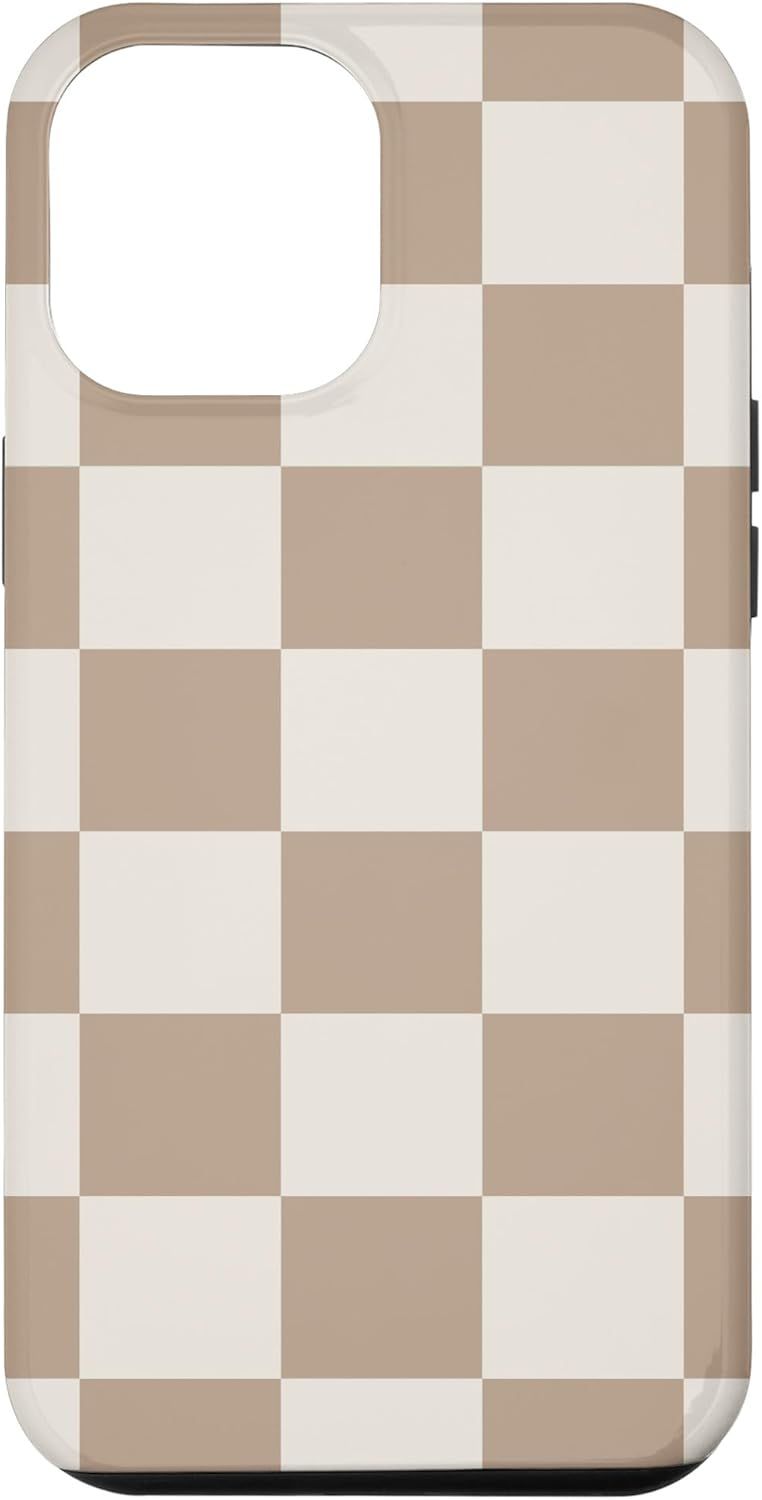 Etui na iPhone'a 15 Pro Max w kolorze beżowym, klasyczny wzór w kratkę