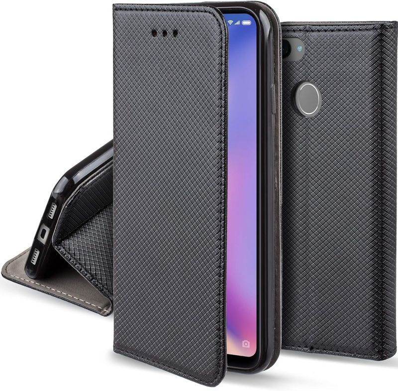 Moozy Etui z Klapką do Xiaomi Mi 8 Lite, Czarna Kabura Flip Case – Inteligentne Magnetyczne Etui z Klapką Moozy Etui z Klapką do Xiaomi Mi 8 Lite, Czarna Kabura Flip Case – Inteligentne Magnetyczne Etui z Klapką