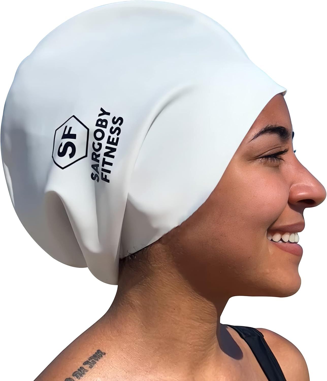 Sargoby Fitness Czepek pływacki do warkoczyków przeznaczony do grubych i gęstych fryzur, takich jak dredy, warkocze, dredy czy afro