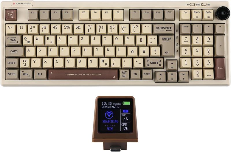 EPOMAKER RT100 ISO (niemiecka) klawiatura mechaniczna z możliwością dostosowania mini telewizora. 98 klawiszy Gasket, gałka, 5000 mAh, Hot-Swap, Bluetooth/2.4 GHz/USB-C por Mac/PC/Game (DE Retro, EPOMAKER RT100 ISO (niemiecka) klawiatura mechaniczna z możliwością dostosowania mini telewizora. 98 klawiszy Gasket, gałka, 5000 mAh, Hot-Swap, Bluetooth/2.4 GHz/USB-C por Mac/PC/Game (DE Retro,