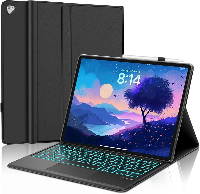 Obudowa generacji iPada Pro 1/2 z klawiaturą 12,9-calową 2015/2017-7 Kolory Podświetlana bezprzewodowa wymienna klawiatura z Touchpadem, Elastyczna obudowa TPU Obudowa generacji iPada Pro 1/2 z klawiaturą 12,9-calową 2015/2017-7 Kolory Podświetlana bezprzewodowa wymienna klawiatura z Touchpadem, Elastyczna obudowa TPU