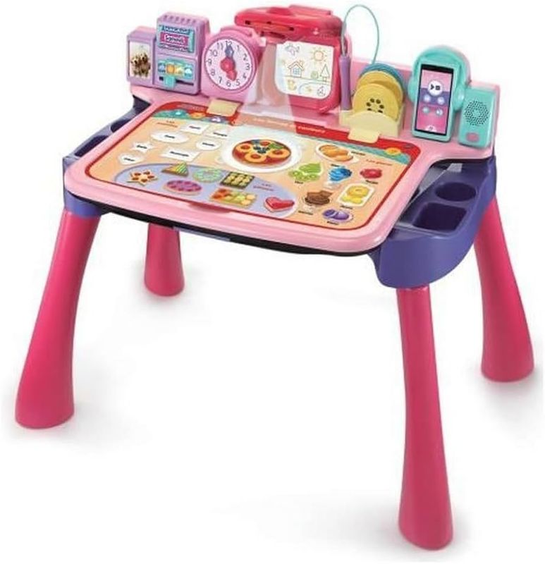 VTech 5-w-1 Magic Table / Mesa Interactiva — stolik edukacyjny z projektorem, rysowaniem, tablicą dla dzieci 3-6 lat VTech 5-w-1 Magic Table / Mesa Interactiva — stolik edukacyjny z projektorem, rysowaniem, tablicą dla dzieci 3-6 lat