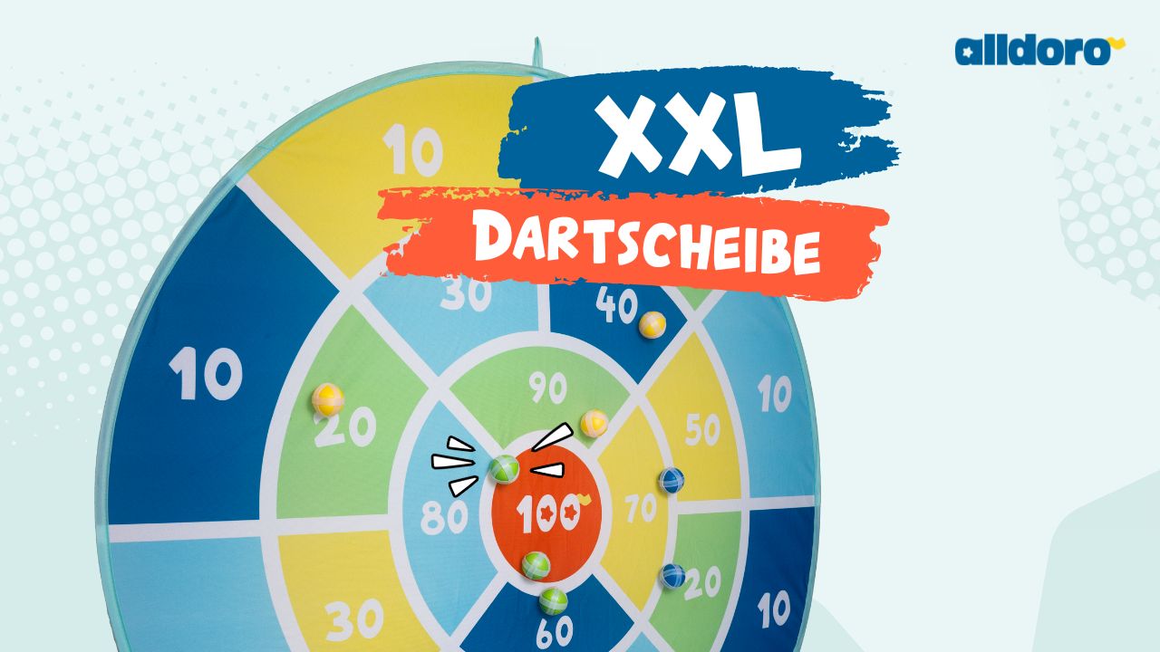 alldoro 60061 XXL Dartscheibe Ø 142 cm – ogromna tarcza do rzutek z 12 piłkami klejącymi i torbą, do zabawy wewnątrz i na zewnątrz (od 3 lat) alldoro 60061 XXL Dartscheibe Ø 142 cm – ogromna tarcza do rzutek z 12 piłkami klejącymi i torbą, do zabawy wewnątrz i na zewnątrz (od 3 lat)
