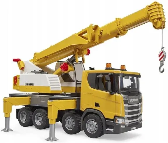 Ciężarówka z dźwigiem Scania Super 560R Liebherr z modułem świetlno-dźwiękowym - 1:16 Pojazdy,
