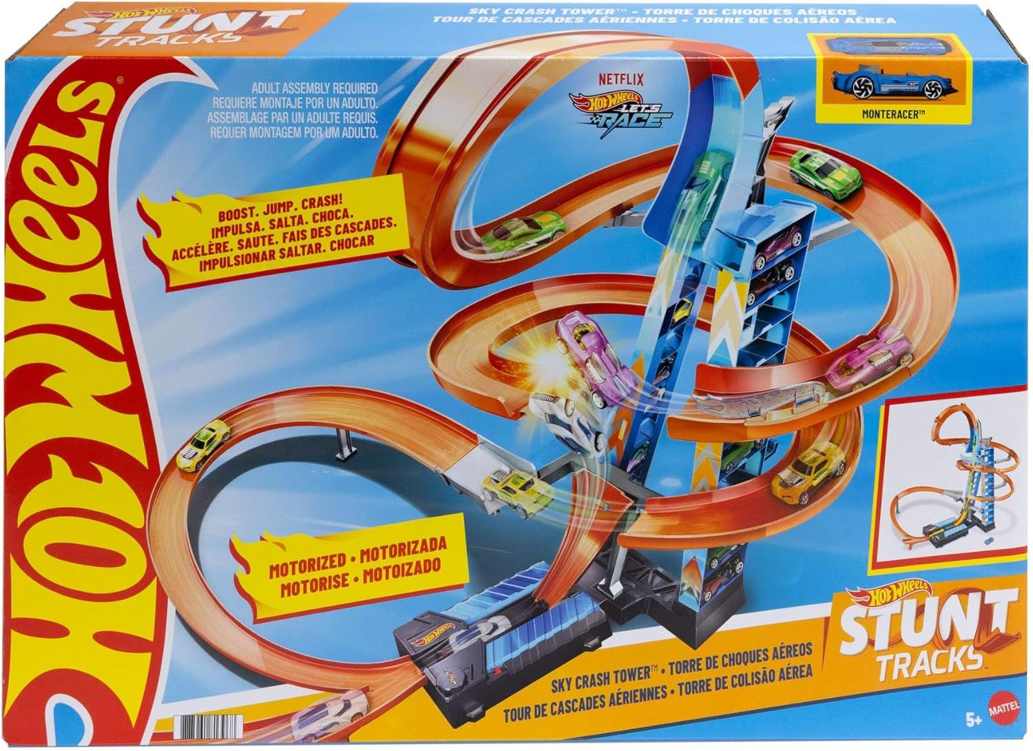 Hot Wheels, Wieża Podniebne Kraksy Zestaw Do Zabawy + 1 Samochodzik GWT39